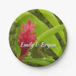 Red Ginger Flower (Alpinia) Tropical Paper Plates