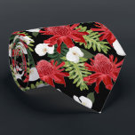 Red Ginger Tropical Orchids Black Neck Tie<br><div class="desc">Red torch ginger, white orchids, green tropical leaves on a black background (or any color), this men's neck tie is cool for the office, a night on the town, a wedding, for the groom or groomsmen or give as a gift to your husband, dad, brother or best friend. Make a...</div>