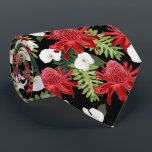 Red Ginger Tropical Orchids Black Neck Tie<br><div class="desc">Red torch ginger, white orchids, green tropical leaves on a black background (or any color), this men's neck tie is cool for the office, a night on the town, a wedding, for the groom or groomsmen or give as a gift to your husband, dad, brother or best friend. Make a...</div>