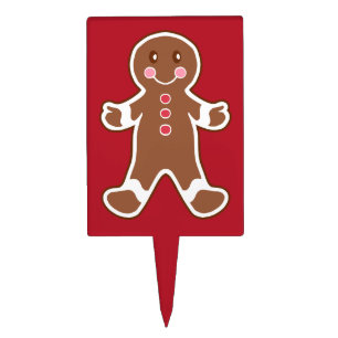 Red Gingerbread Boy Cake Topper