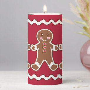 Red Gingerbread Christmas Candle