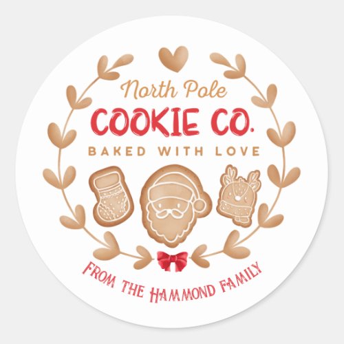 Red Gingerbread Christmas Cookies Exchange Classic Round Sticker