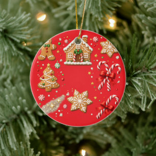 Red Gingerbread Christmas Ornament
