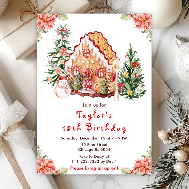 Red Gingerbread House Birthday Party Invitation (Creator Uploaded)
