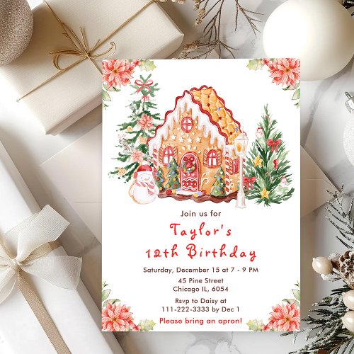 Red Gingerbread House Birthday Party Invitation