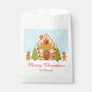 Red Gingerbread House Decorating Christmas Party Favor Bag