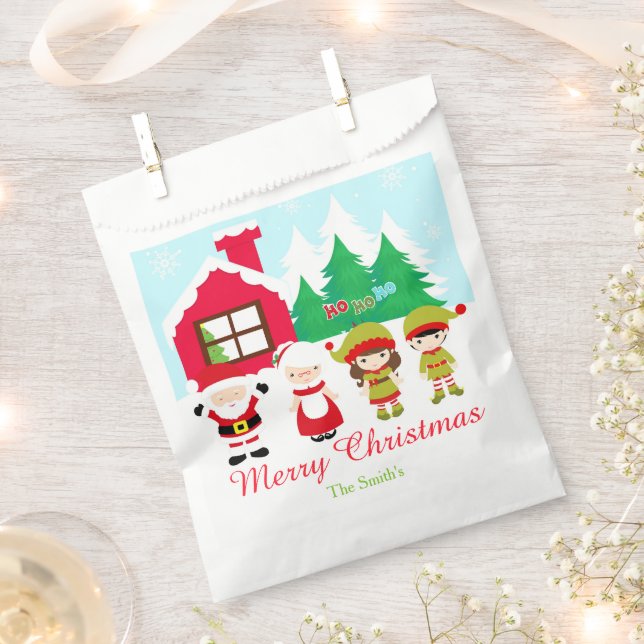 Red Gingerbread House Decorating Christmas Party Favor Bag (Clipped)
