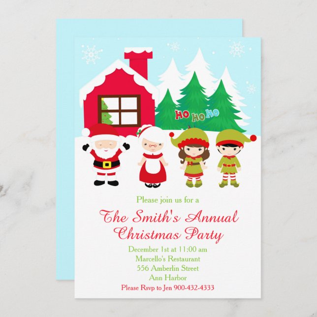 Red Gingerbread House Decorating Christmas Party Invitation (Front/Back)