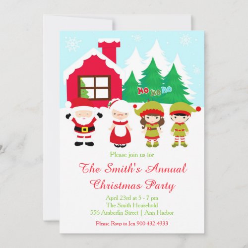 Red Gingerbread House Decorating Christmas Party Invitation