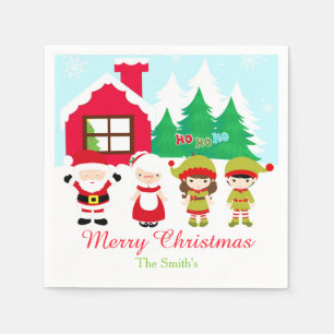 Red Gingerbread House Decorating Christmas Party Napkins