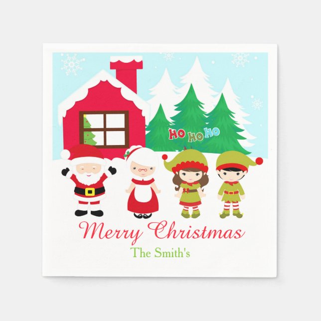 Red Gingerbread House Decorating Christmas Party Napkins (Front)