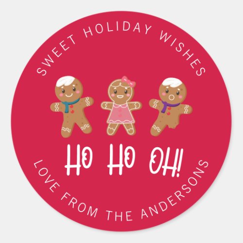 Red Gingerbread Man Cookie  Classic Round Sticker