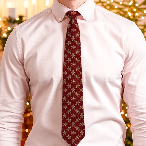 Red Gingerbread Man Polka Dot Christmas Neck Tie