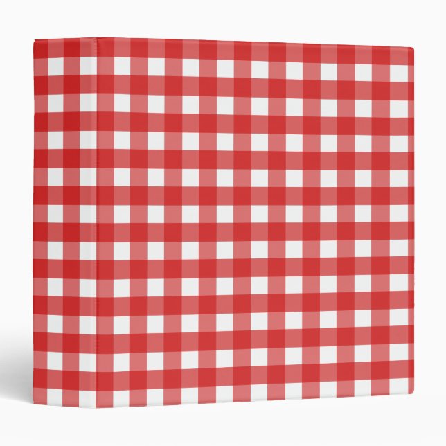 Red gingham 3 ring binder (Front/Spine)