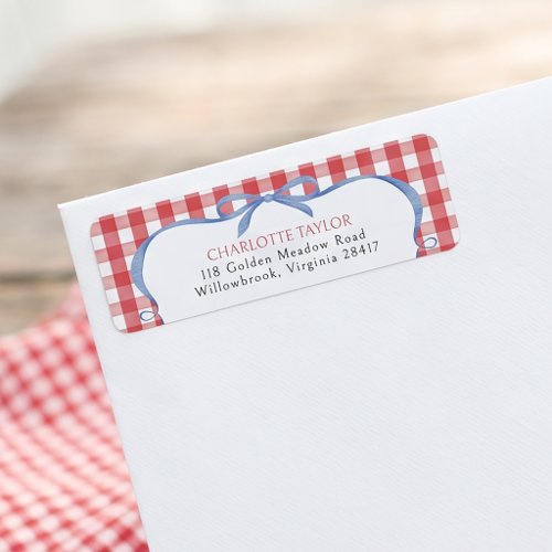 Red Gingham All American Return Address Label