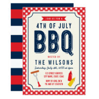 Red Gingham and Blue 4th of July BBQ Card
