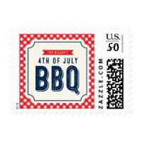 Red Gingham and Blue 4th of July BBQ Postage