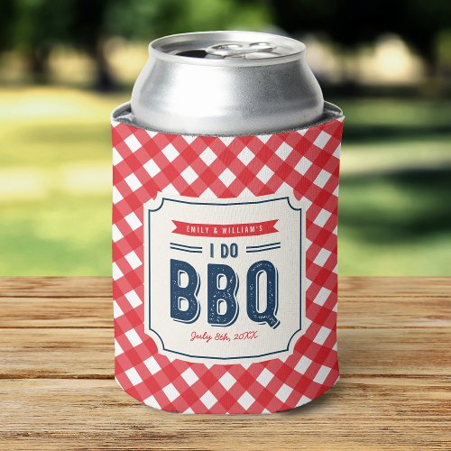 Red Gingham and Blue I Do BBQ Engagement Party Can Cooler
