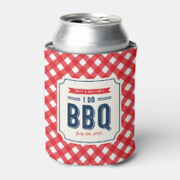Red Gingham and Blue I Do BBQ Engagement Party Can Cooler