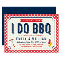 Red Gingham and Blue I Do BBQ Engagement Party Card