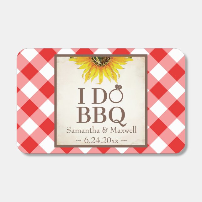 Red Gingham and Sunflower I Do BBQ Matchboxes (Front)