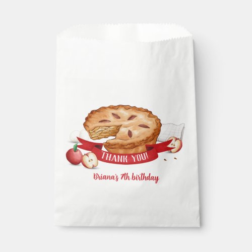 Red Gingham Apple Cutie Pie Birthday Party Favor Bag