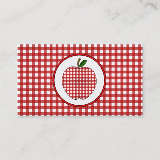 Customizable Red Gingham Apple Fashion Teacher Business Card