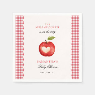Red Gingham Apple of Our Eye Baby Shower Napkins