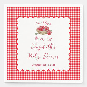Red Gingham Apple Of Our Eye Baby Shower Napkins