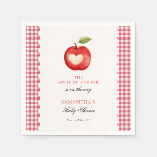 Red Gingham Apple of Our Eye Baby Shower Napkins
