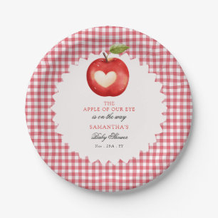 Red Gingham Apple of Our Eye Baby Shower Paper Plates