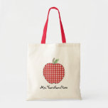 Red Gingham Apple Teacher Tote Bag at Zazzle