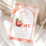 Red Gingham Apple Watercolor first birthday Invitation<br><div class="desc">A little Apple Is Turning One Invite, 
Fall Birthday Invitation Girl</div>