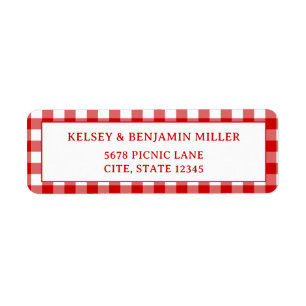 Red Gingham Baby-Q Barbecue BBQ Baby Shower Label