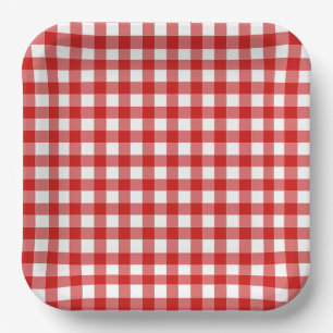 Red Gingham Baby-Q Barbecue BBQ Baby Shower  Paper Plates