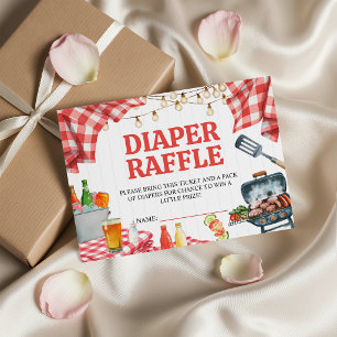 Red Gingham Baby-Q Diaper Raffle Ticket Enclosure Card