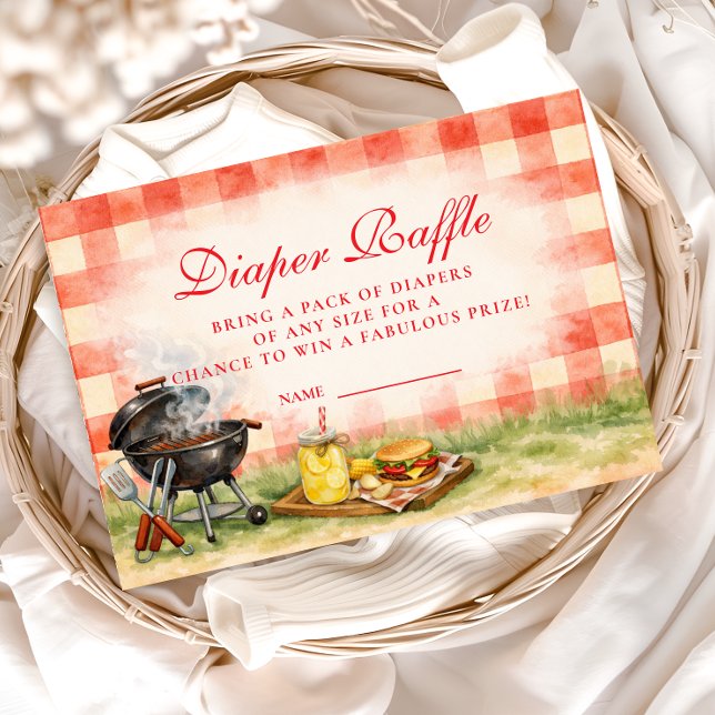 Red Gingham Baby Q Diapper Raffle Enclosure Card (Creator Uploaded)
