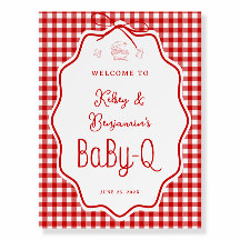 Red Gingham Barbecue Baby-Q Baby Shower Welcome
