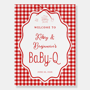 Red Gingham Barbecue Baby-Q Baby Shower Welcome Foam Board