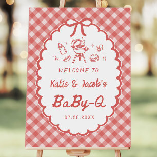 Red Gingham Barbecue Baby-Q Baby Shower Welcome Foam Board