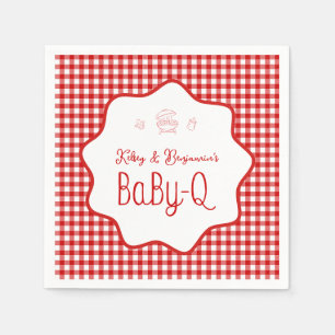 Red Gingham Barbecue BBQ Baby-Q Baby Shower Napkins