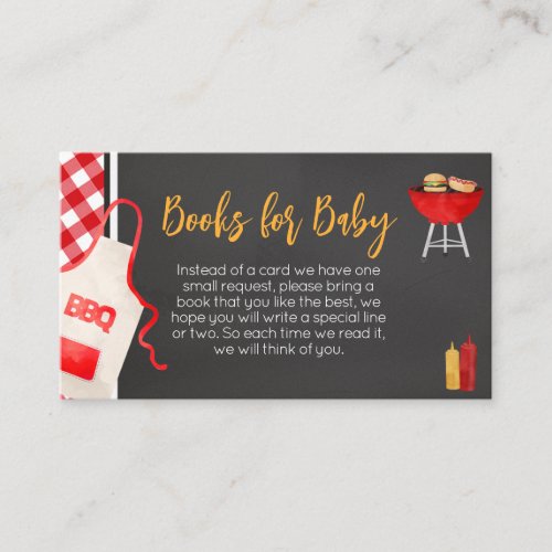 Red Gingham BBQ Baby Shower Books for Baby Enclosure Card