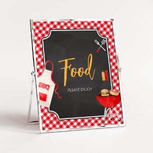 Red Gingham BBQ Baby Shower Food Poster