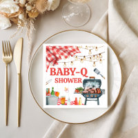 Red Gingham BBQ Baby Shower Napkins