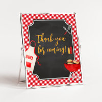 Red Gingham BBQ Baby Shower Thank you for Coming