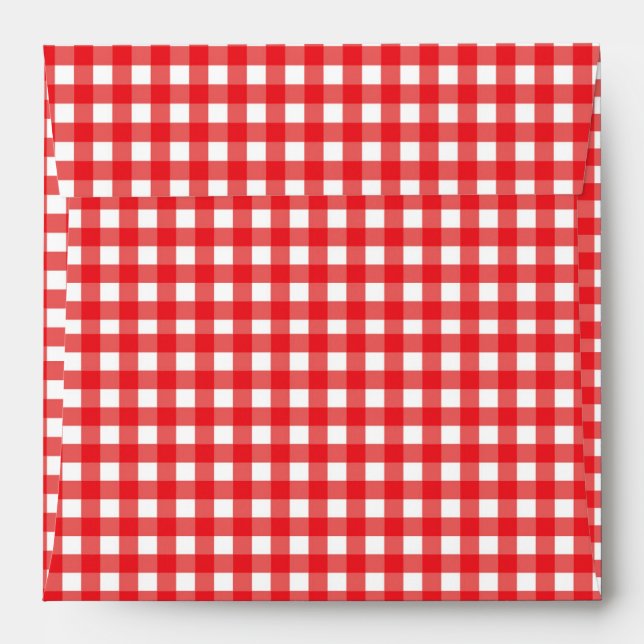 Red Gingham BBQ Checkered Invitation Envelope (Back (Top Flap))