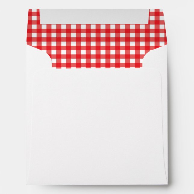Red Gingham BBQ Checkered Invitation Envelope (Back (Bottom))