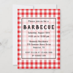 Red Gingham BBQ Party Invitation | Zazzle
