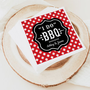 Red Gingham Black Label I Do BBQ Wedding Napkins