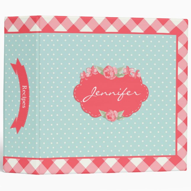 Red Gingham, Blue Polka Dots Binder (Front/Spine)